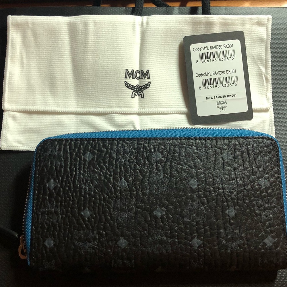 NEW MCM Color Visetos Large Zip Wallet Black - Picture 5 of 8